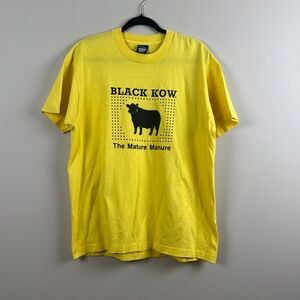 Black Kow The Mature Manure Graphic Cow T-Shirt Yellow Black XL
